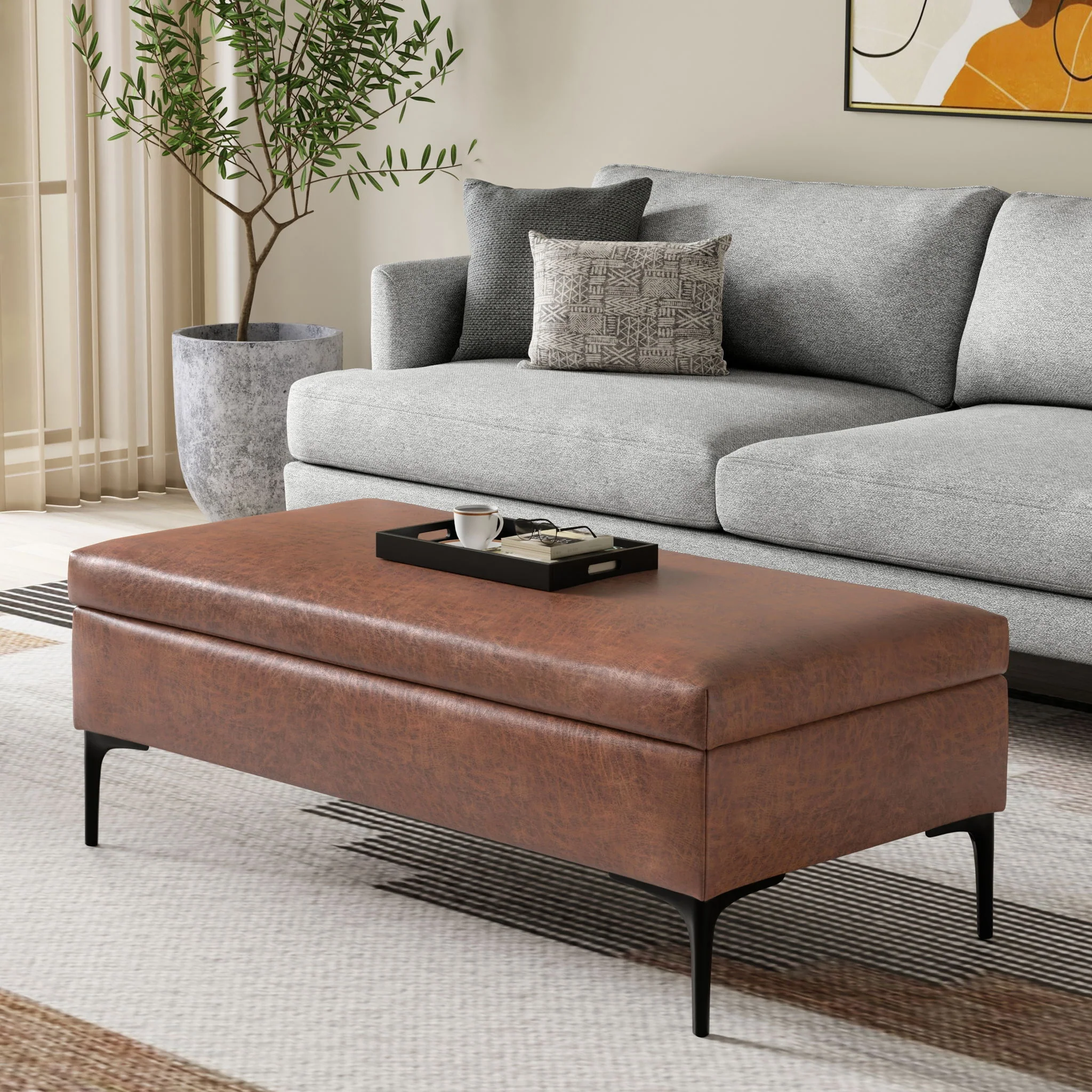 Rebecca - Multifunctional Coffee Table Storage Ottoman With Lift Up Lid - Image 12