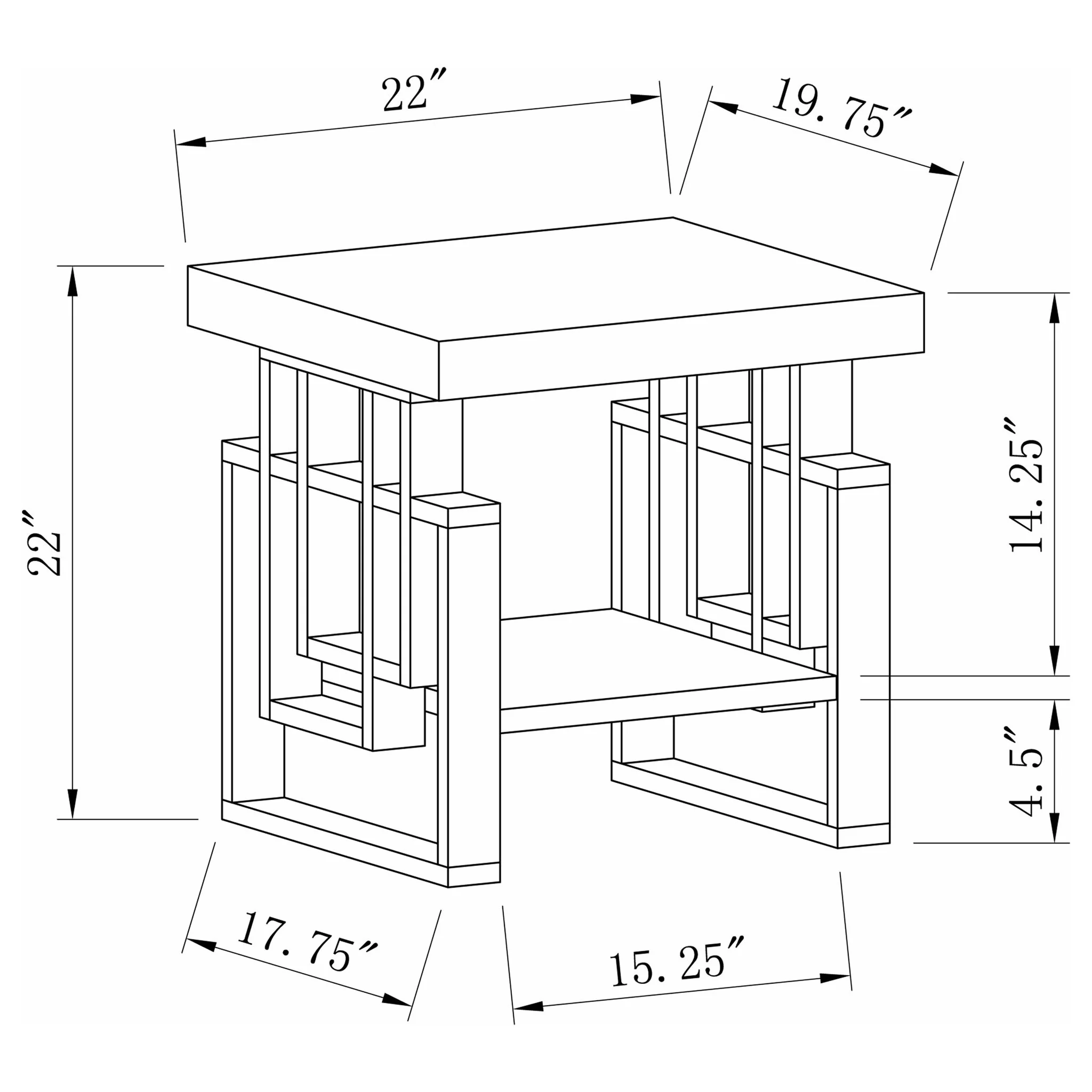 Rectangular End Table With Geometric Design And Open Shelf - White - Image 4