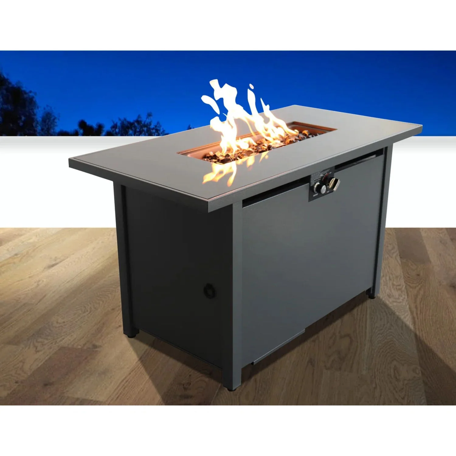 Rectangular Fire Pit With Frame Elegant Design - Image 6
