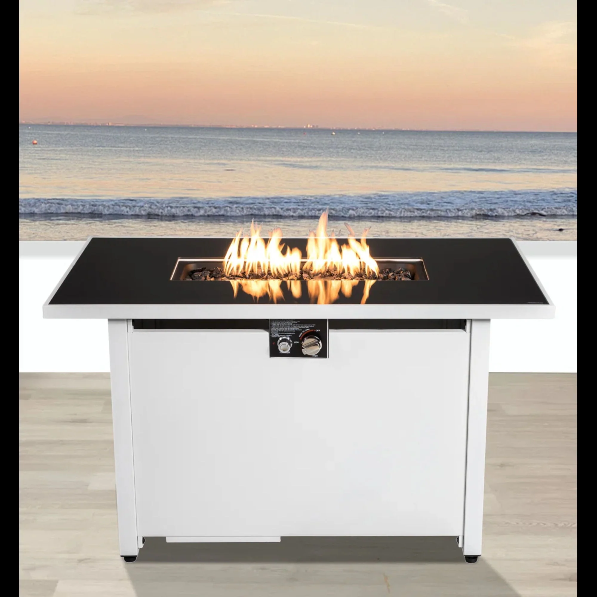 Rectangular Fire Pit With Frame Elegant Design - Image 8