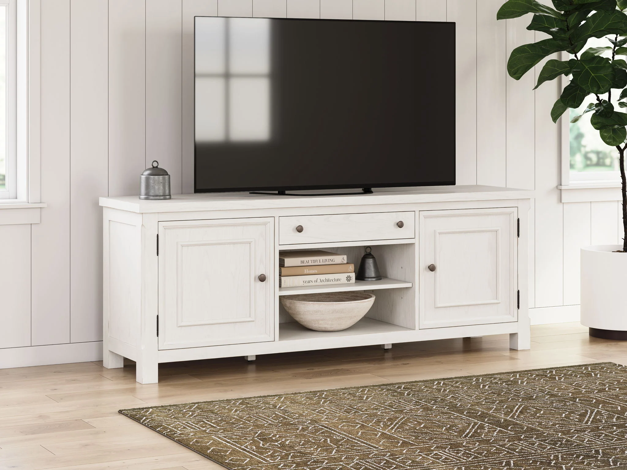 Robbinsdale - Extra Large TV Stand - Antique White - Image 4