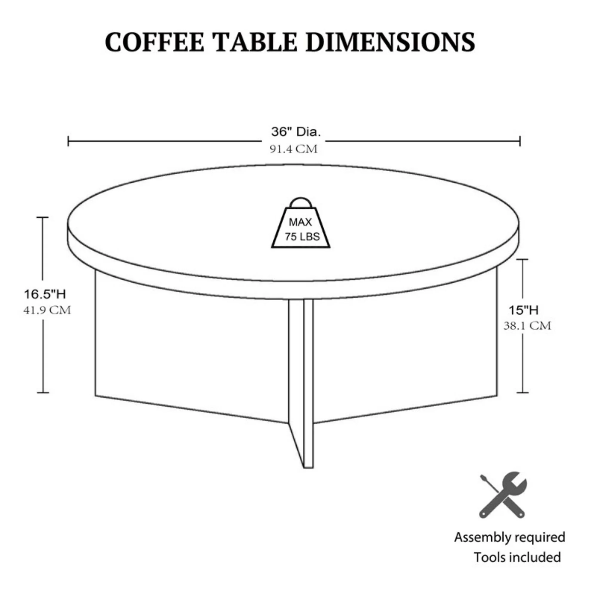 Round Coffee Table With Solid Veneer Top - Image 4