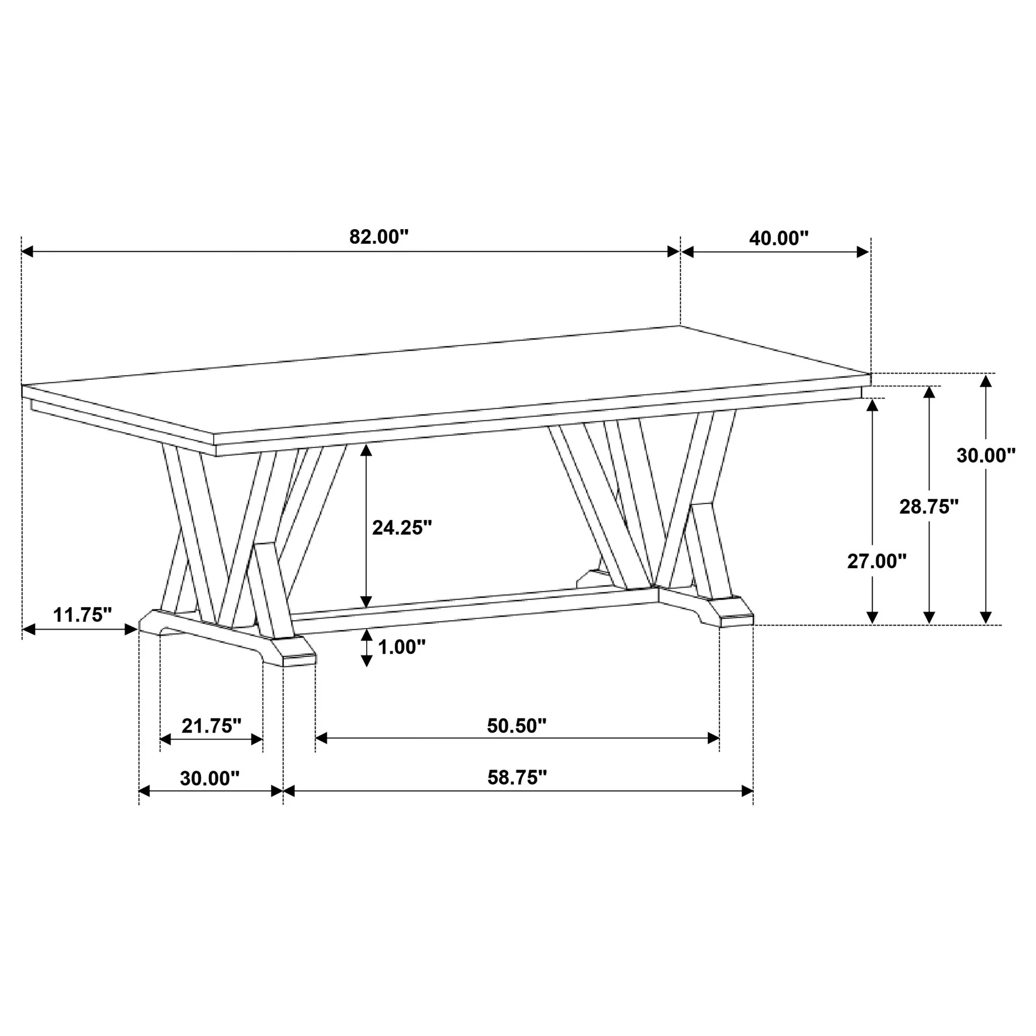Ruston - Rectangular Dining Table With Trestle Design - Gray - Image 3