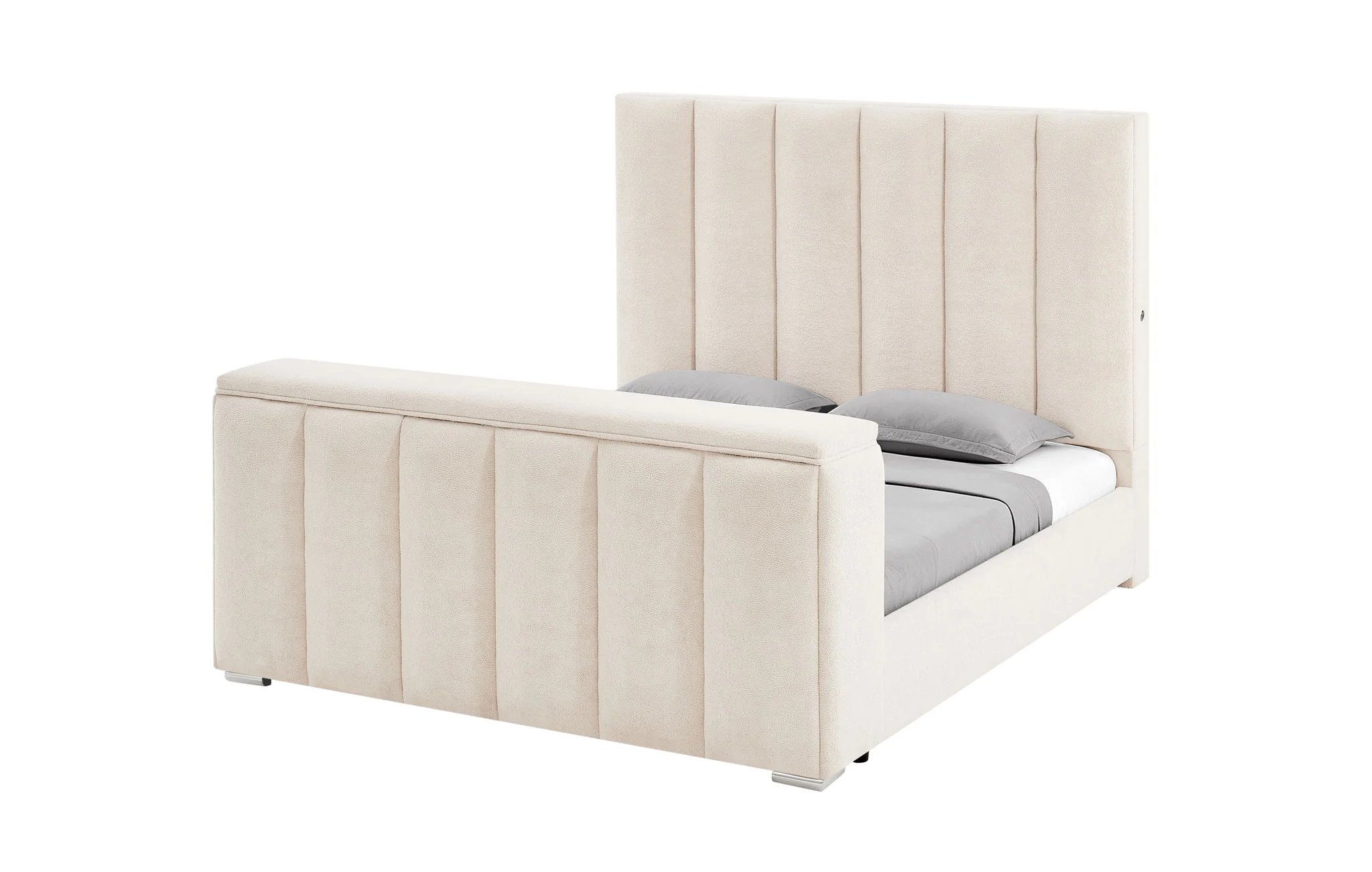 Serenity - King Bed Headboard With Global Surround Speaker System - Cream / Beige - Image 3