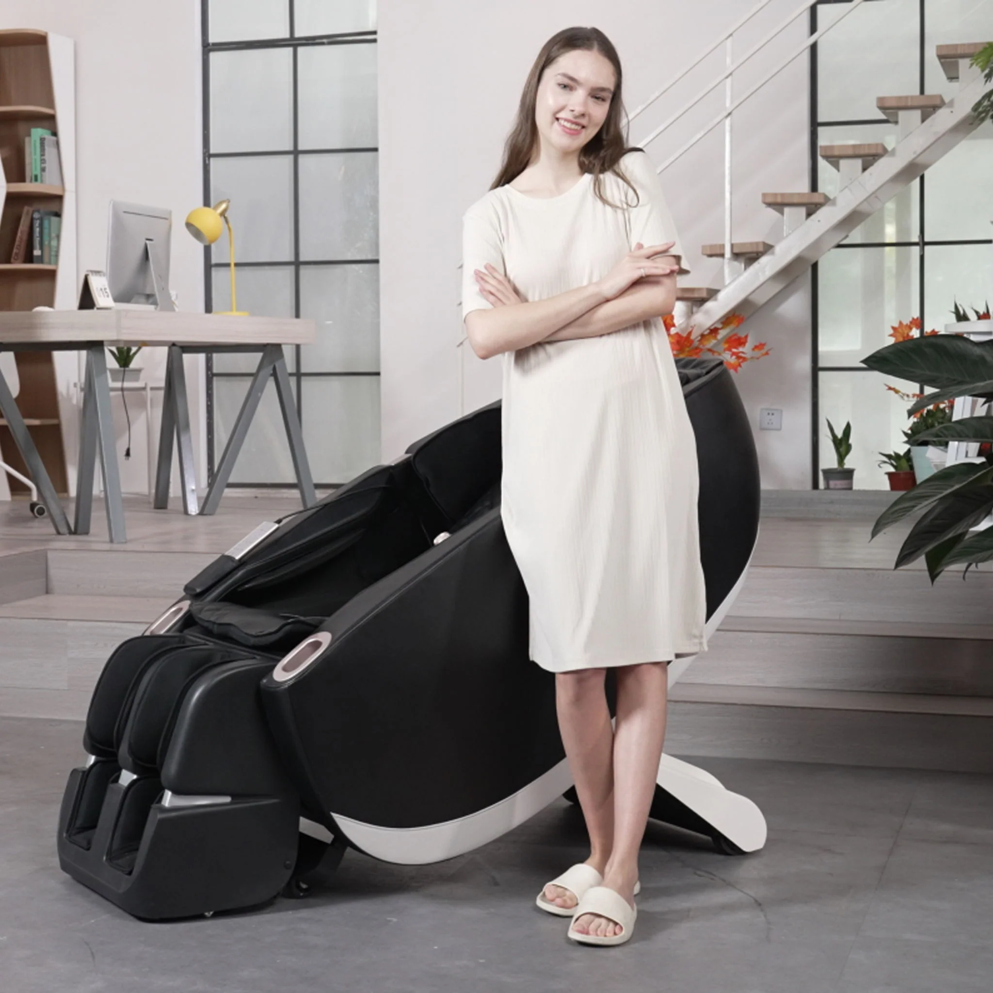 SL Type Pulley Guide, 2D Motor-Massage Manipulator-Space Saver Design, Track Sliding Zero Gravity Multifunction Massage Chair - Black - Image 4