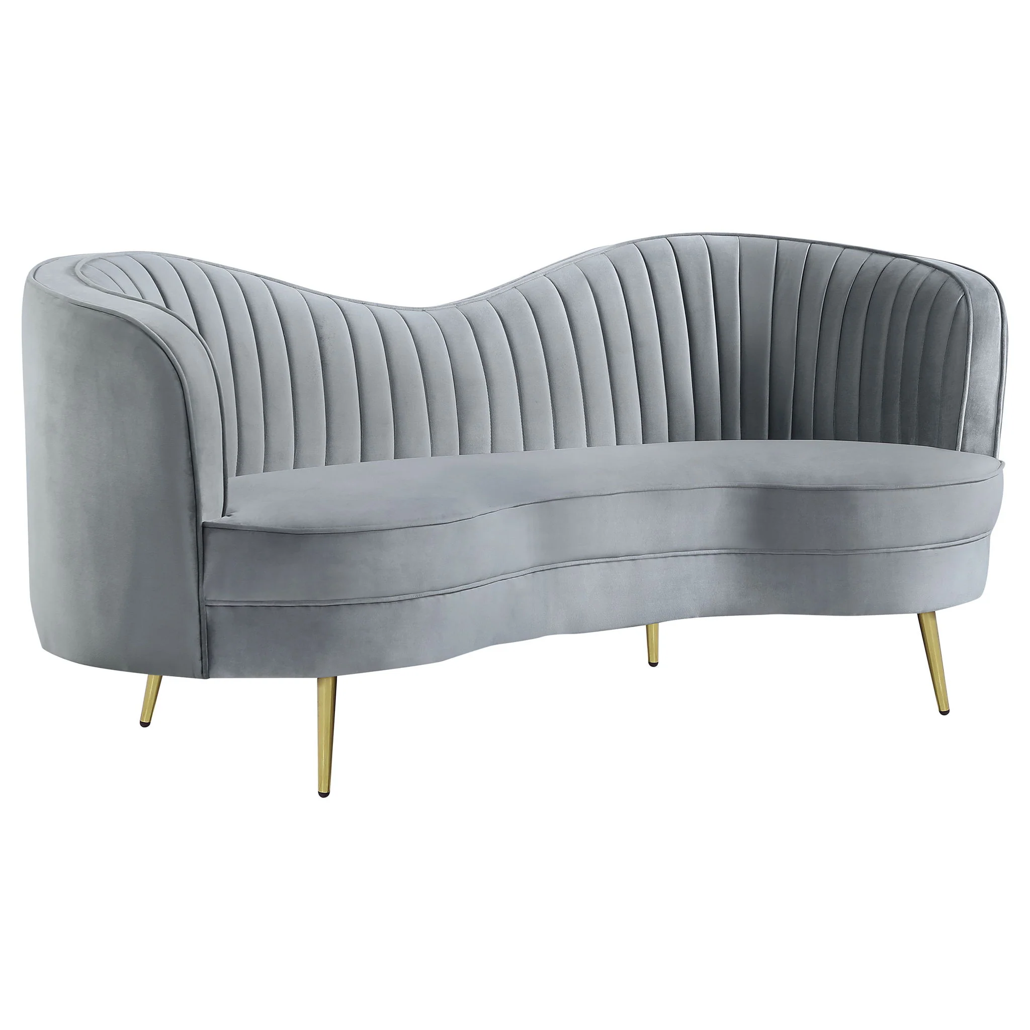 Sophia - 3 Piece Upholstered Channel Tufted Sofa Set - Gray - Image 2
