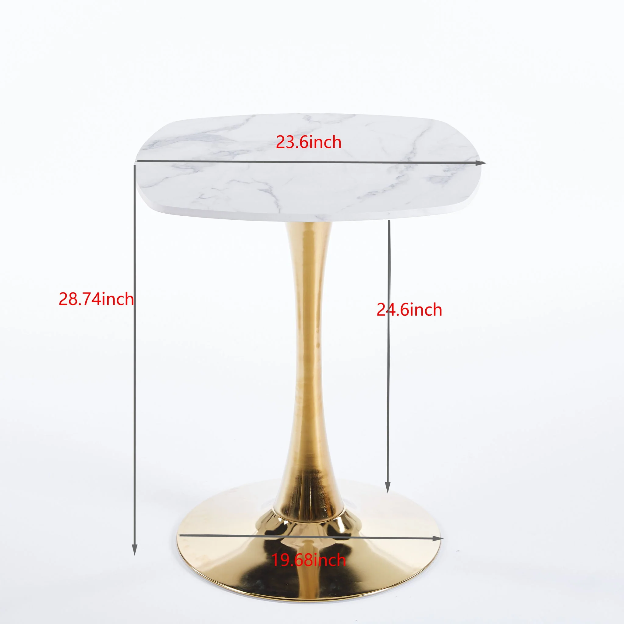 Square Tulip Dining Table For 2 - 4 People - Golden / White - Image 3