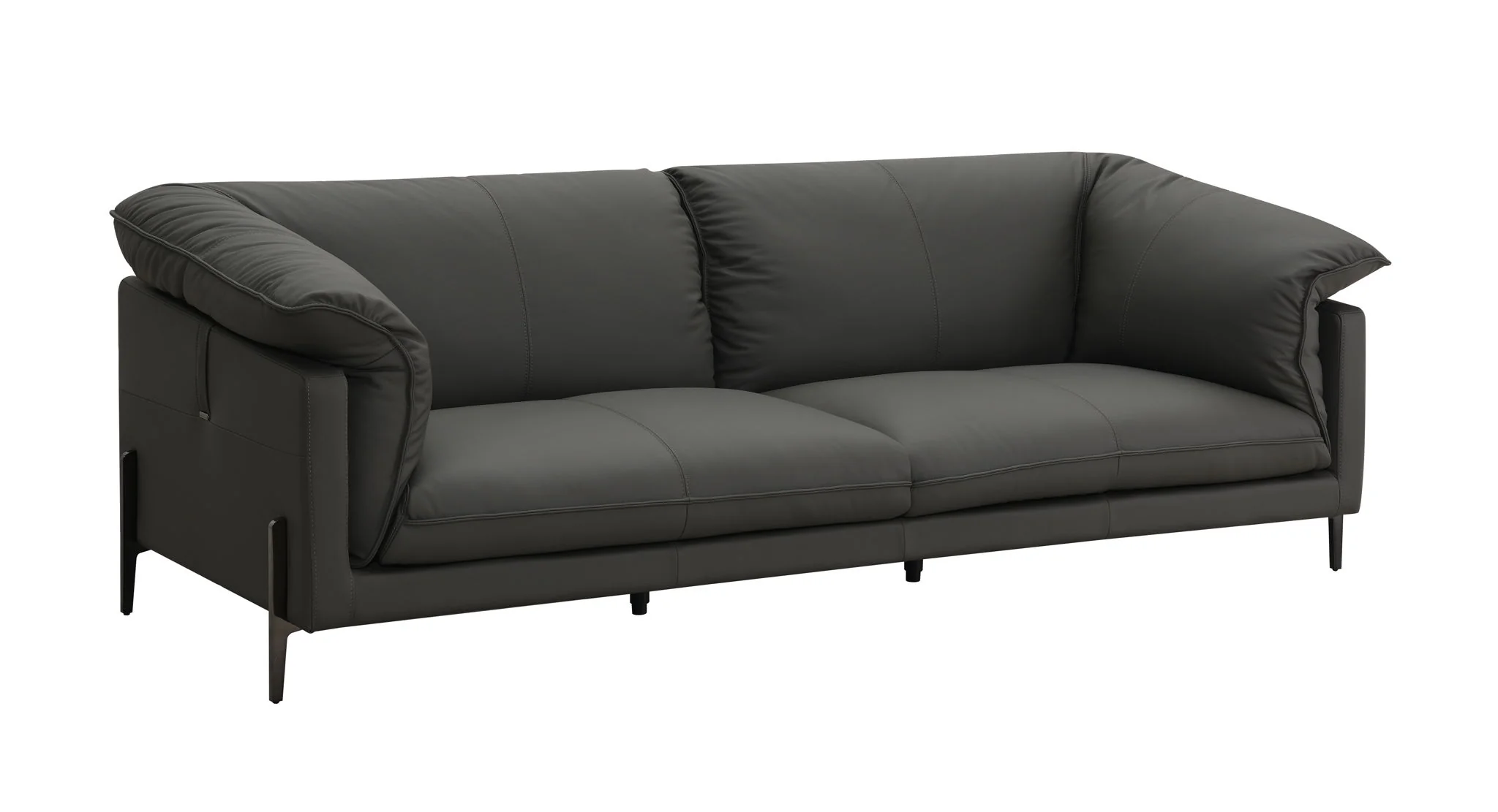Tadi - Top Grain Leather Sofa - Black - Image 3