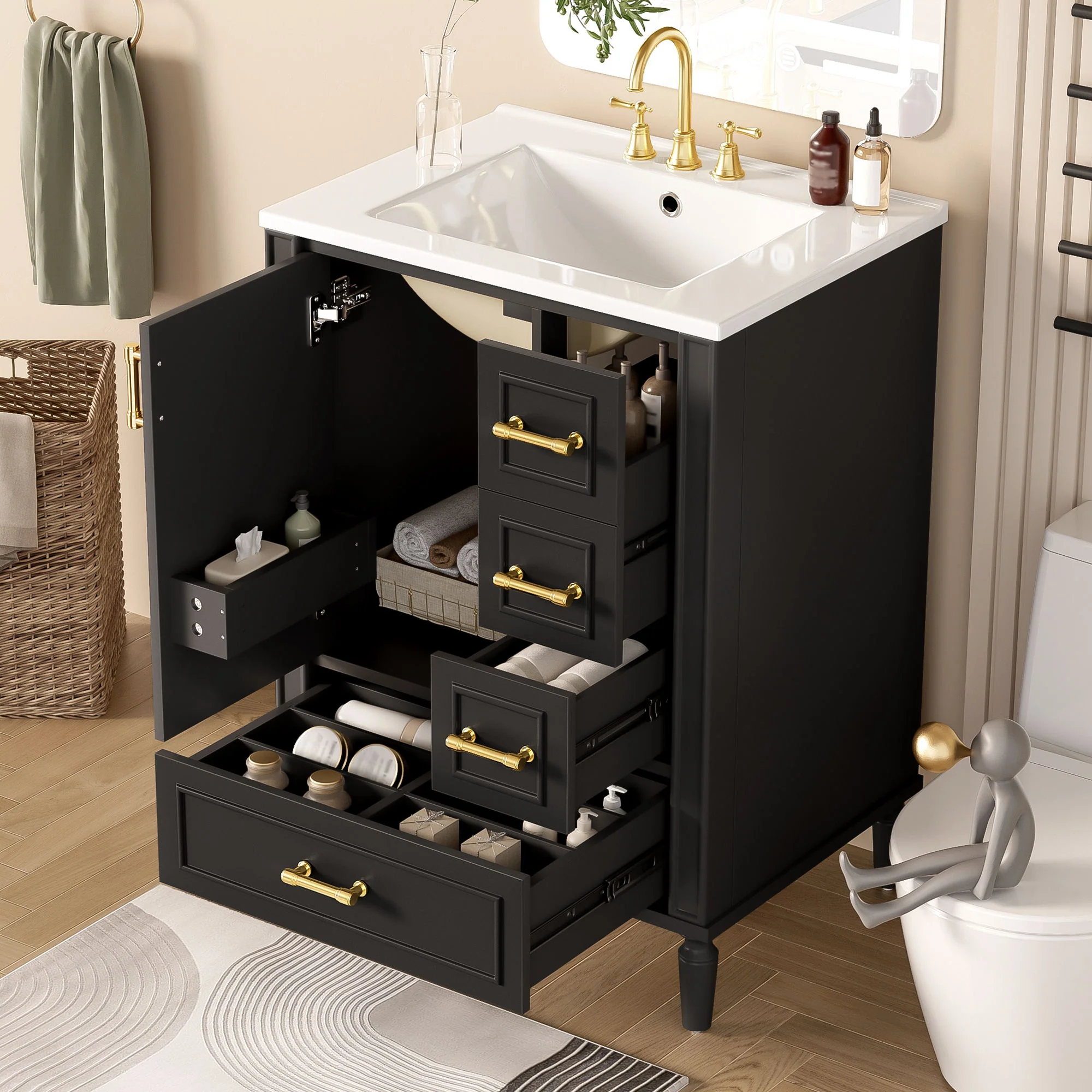 Traditional Bathroom Vanity Set With Soft Close Doors - Image 11