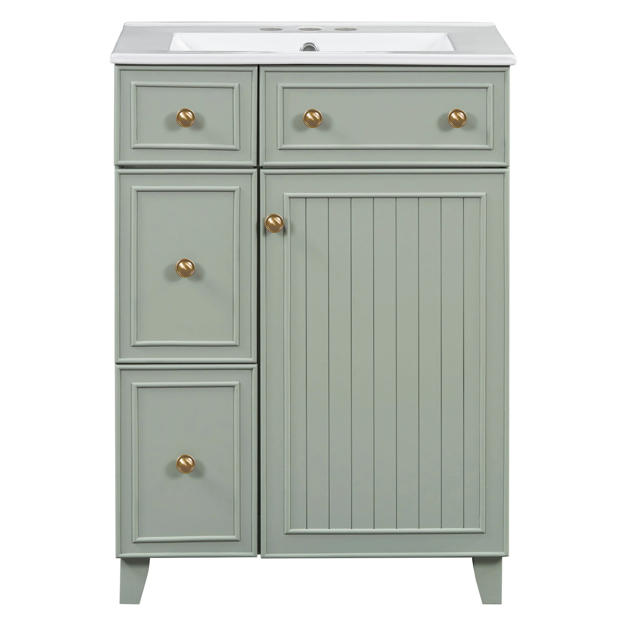 Transitional Style Bathroom Vanity Cabinet With Ceramic Sink - Image 2