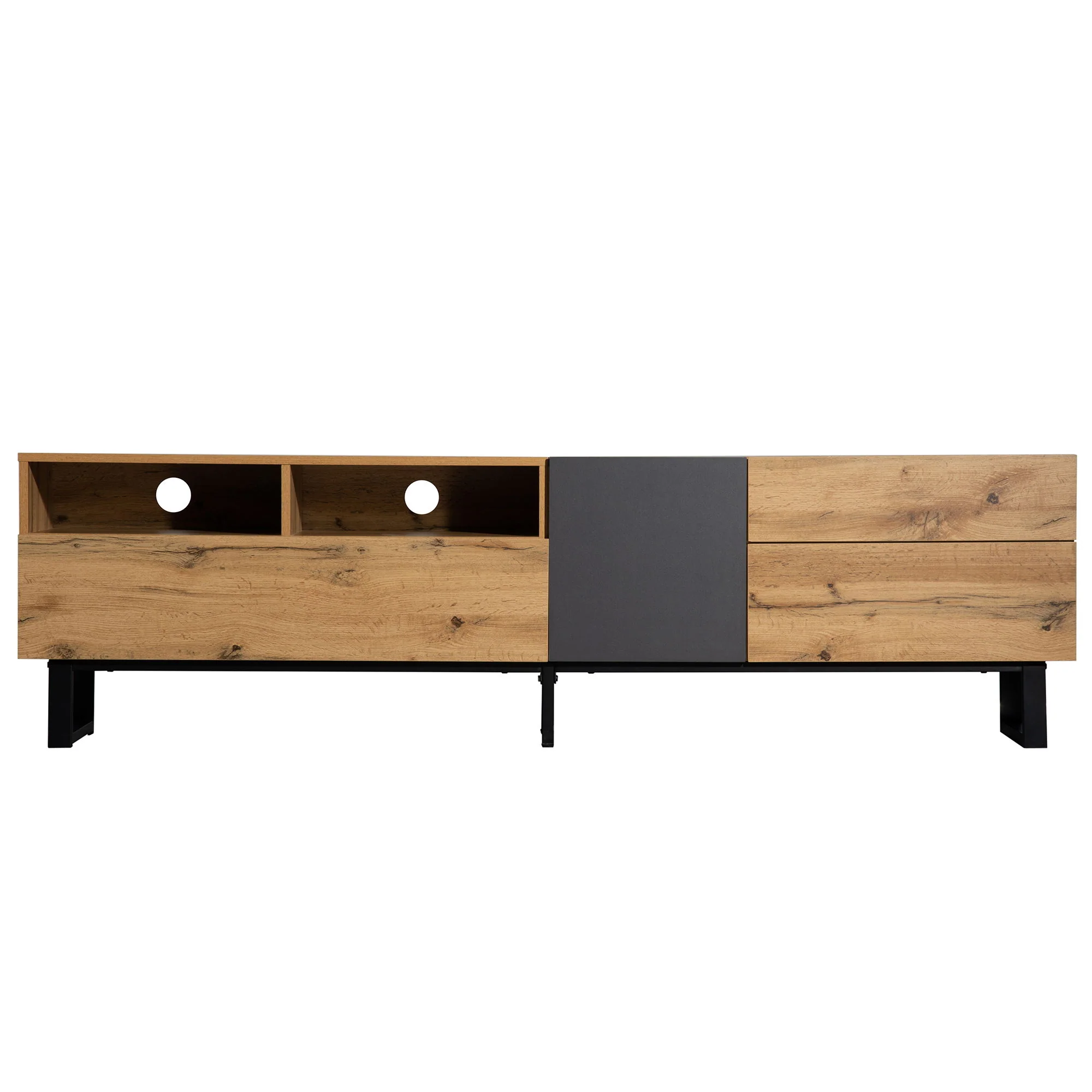 TV Stand For 80'' TV With Double Storage Space, Media Console Table With Drop Down Door - Image 3