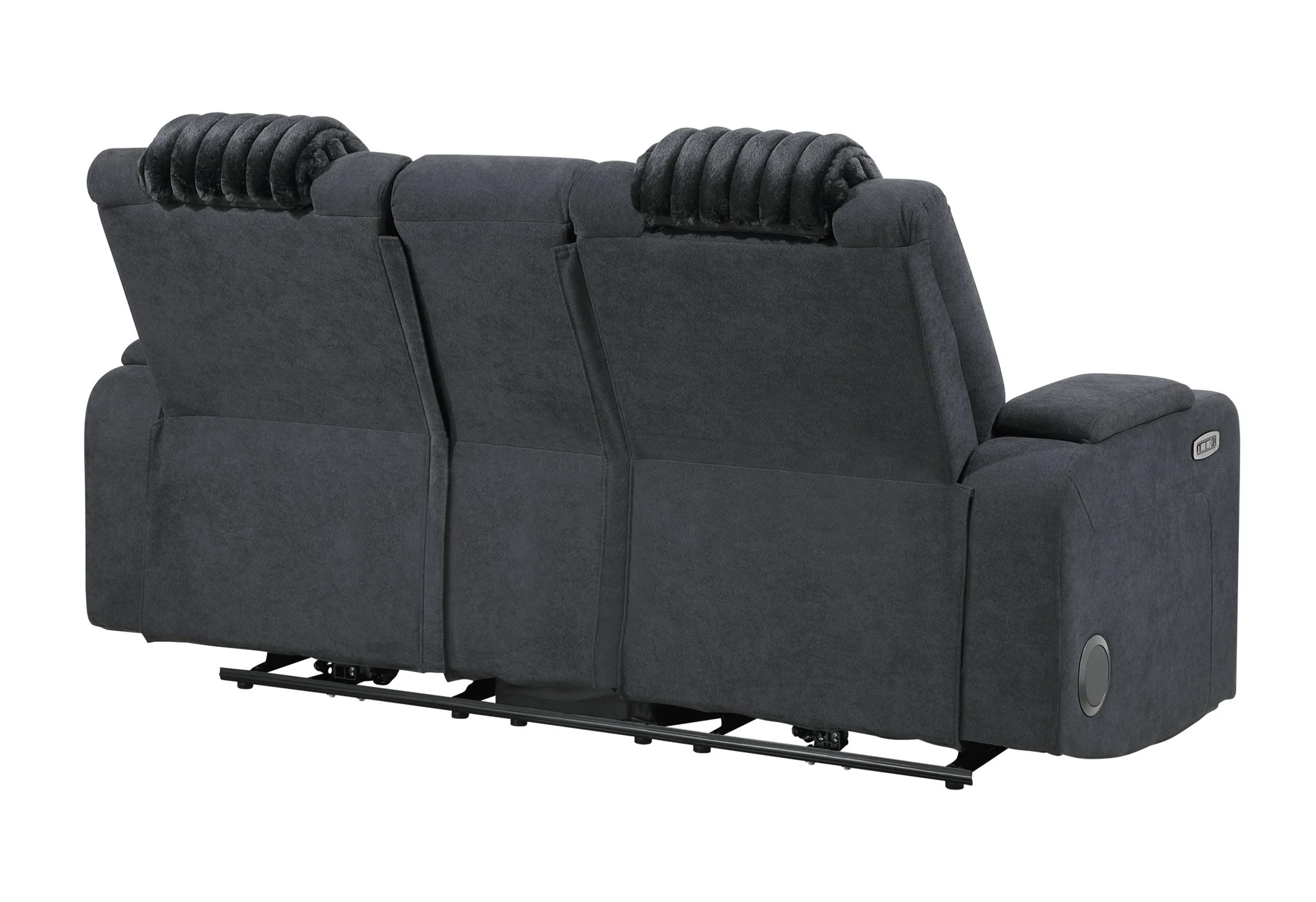 U8000 - Power Reclining Loveseat With Console, Power Headrest, LED Light, Bluetooth Speaker - Black - Image 3