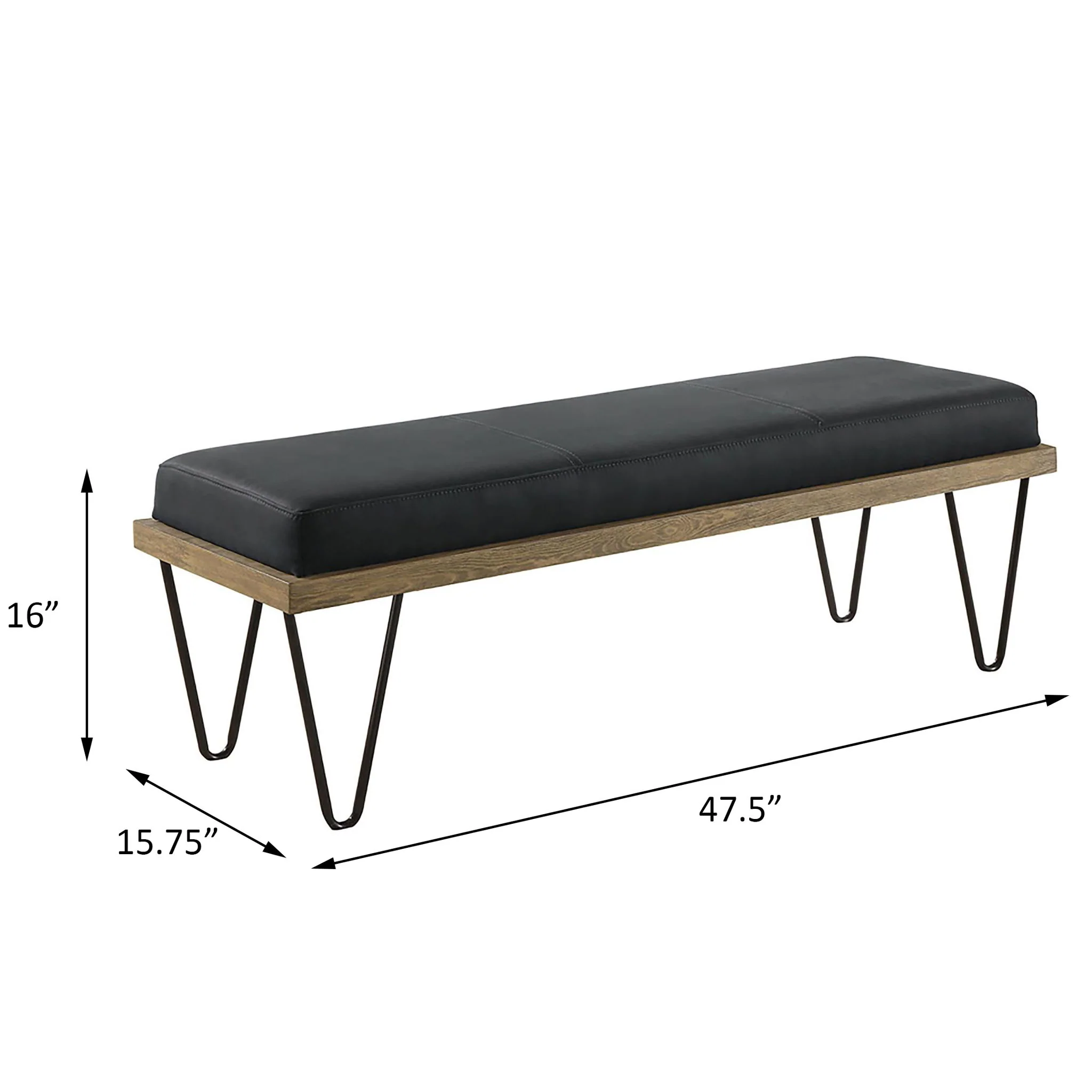 Upholstered Bench - Dark Blue - Image 2