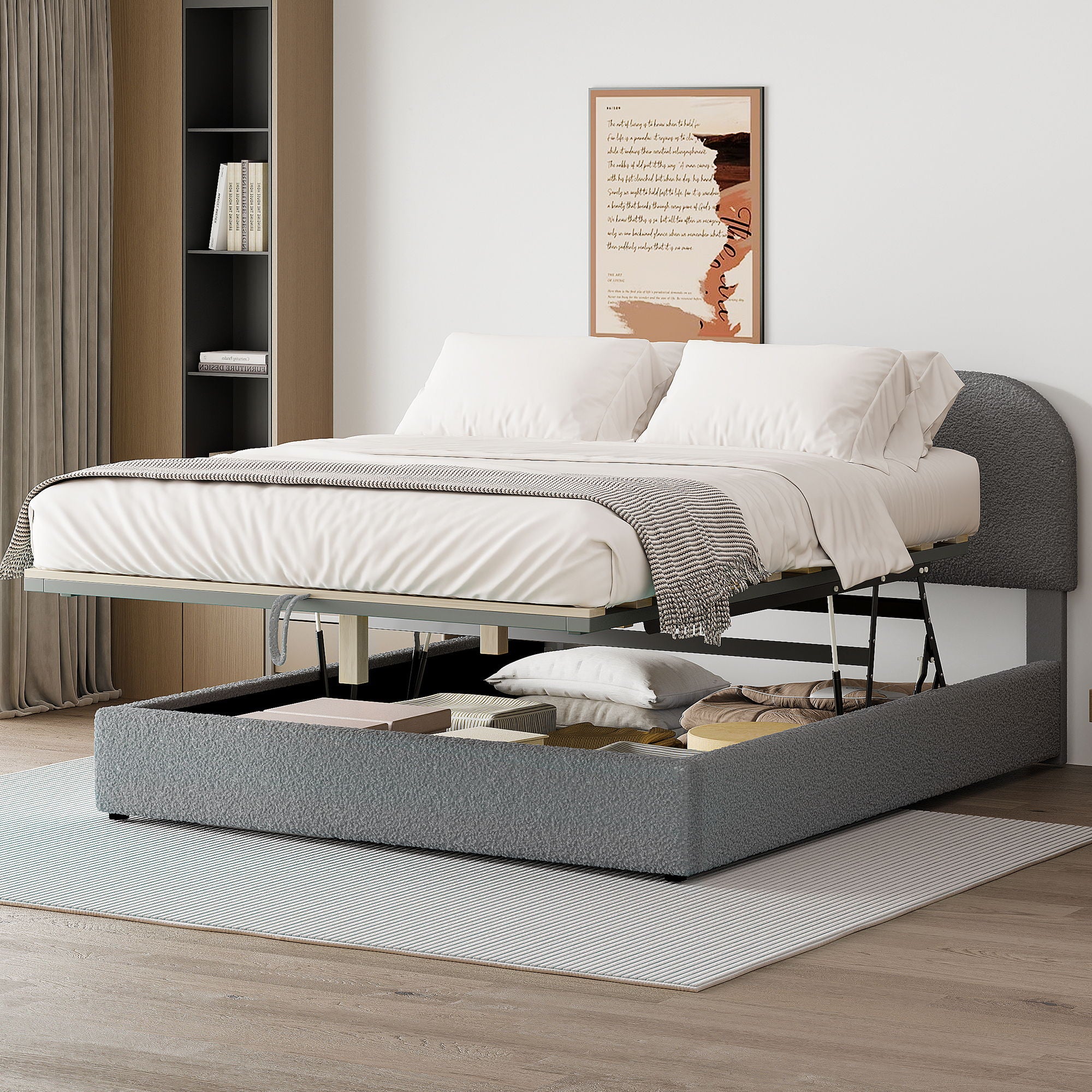Upholstered Platform Bed With Hydraulic Storage System - Image 13