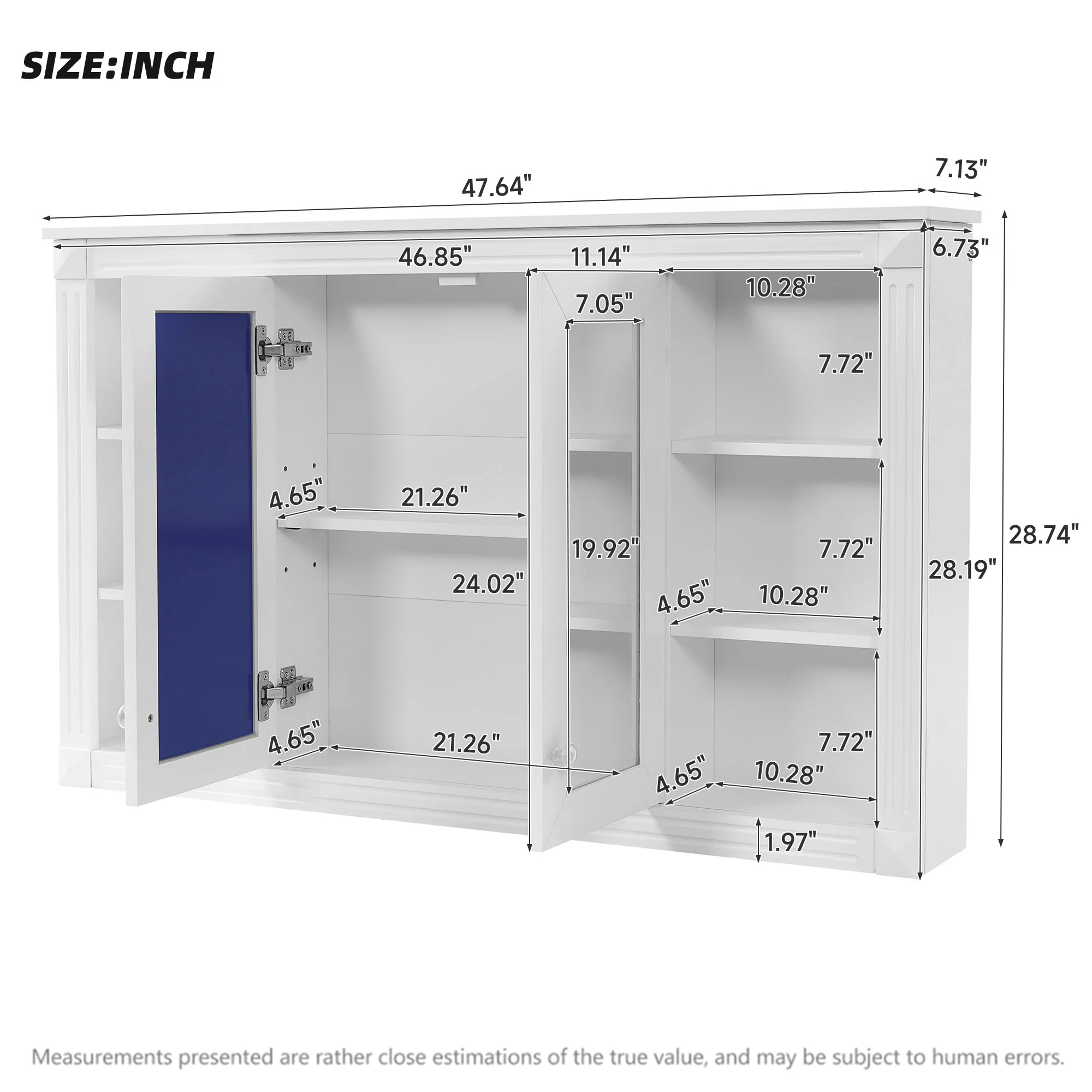 Wall-Mounted Mirror Cabinet With Adjustable Shelf And Open Shelves - Image 4