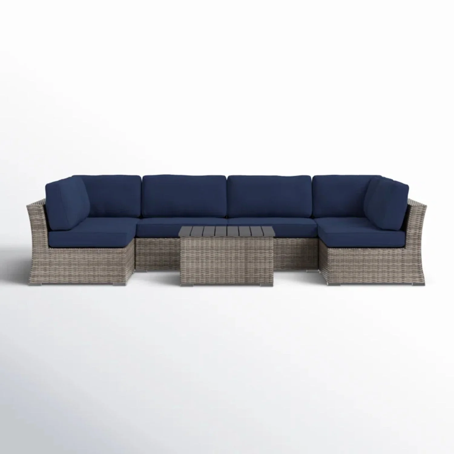 Wicker Sectional Sofa With Cushions And Table - Image 2